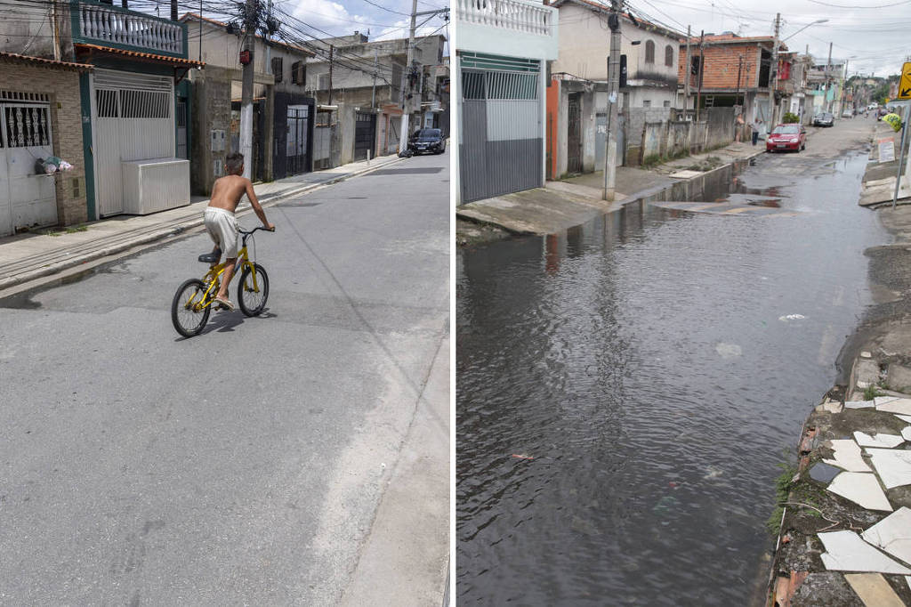 Obra barra inundações na Vila Itaim, bairro vizinho do alagado Jardim Pantanal, em SP