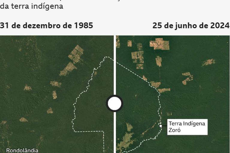 Desmatamento em torno da Terra Indígena Zoró