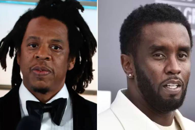 A imagem mostra dois homens em retratos separados. O homem à esquerda tem cabelo crespo e usa um terno preto com uma gravata borboleta. O homem à direita tem cabelo curto e barba bem aparada, vestindo um paletó claro. Ambos estão olhando para a câmera.