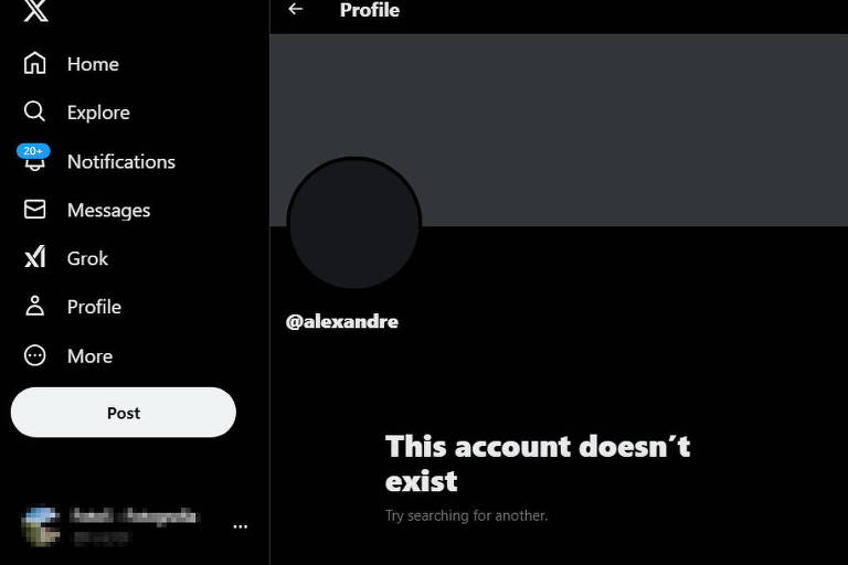 Perfil de Alexandre de Moraes desativado no X

