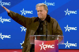 Bannon addresses Conservative Political Action Conference (CPAC) in National Harbor