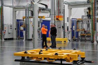 FILE PHOTO: The interior of the new all-electric EQS SUV is seen at the opening of the Battery Factory for the Mercedes-Benz plant in Tuscaloosa