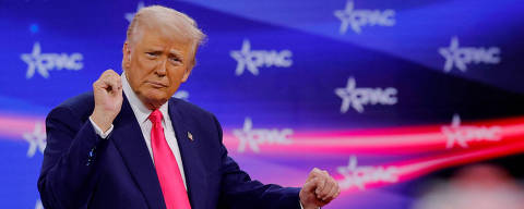 U.S. President Donald Trump dances onstage at the Conservative Political Action Conference (CPAC) annual meeting in National Harbor, Maryland, U.S., February 22, 2025. REUTERS/Brian Snyder ORG XMIT: LIVE