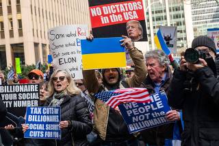 Anti-Trump Protesters Gather In Cities Nationwide Ahead Of President's Joint Address To Congress