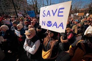 Terminated Federal Workers And Supporters Rally At NOAA Over DOGE Cuts