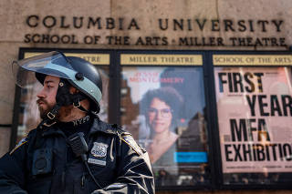 Demonstration against arrest of Mahmoud Khalil, at Columbia University in New York City