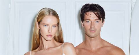 Patrick Schwarzenegger e sua noiva, Abby Champion, na campanha super sexy da SKIMS