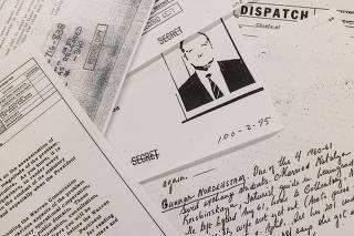 Documents related to the 1963 assassination of President John F. Kennedy released following an order from U.S. President Donald Trump, in Washington D.C.