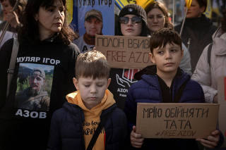 Protest calling for the release of Ukrainian prisoners of war of the Azov Brigade who are held by Russia, in Kyiv