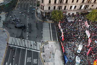 Weekly protest of retirees against Argentinian President Javier Milei's adjustment policies, in Buenos Aires