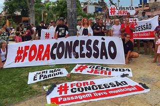 moradores de Jericoacoara foram as ruas para protestar pelo formato da concessão atual.