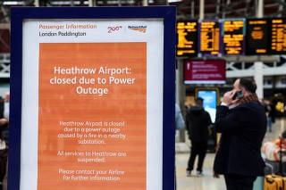 Heathrow Airport closed by fire at power station