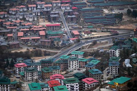 In this photograph taken on January 10, 2024, shows a general view of Bhutans capital Thimphu. (Photo by Money SHARMA / AFP)