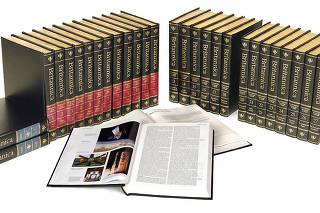 Handout photo of a 32 volume set of the Encyclopaedia Britannica