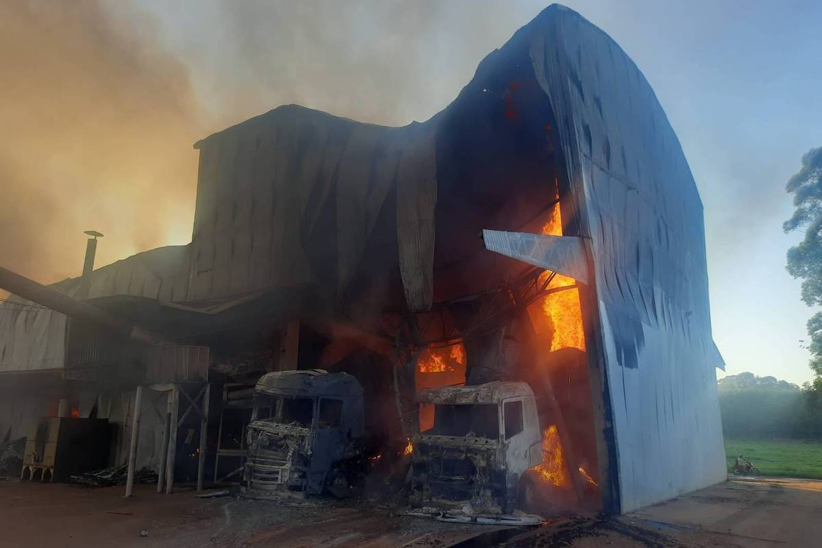 Incêndio de grande proporção consome fábrica de amendoim no interior de SP