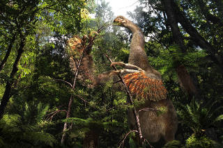 Illustration of the Cretaceous dinosaur Duonychus tsogtbaatari, whose fossils were unearthed in Mongolia