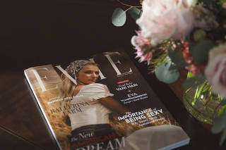 A copy of Evie magazine, a publication dedicated to celebrating femininity, co-founded by Brittany Hugoboom, in New York, March 3, 2025. (Celeste Sloman/The New York Times)