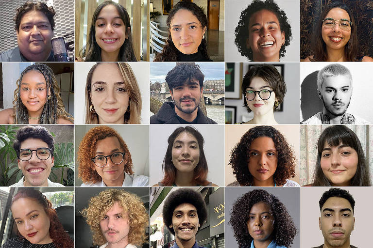 Montagem com fotos dos 20 trainees da 69ª turma de jornalismo diário da Folha