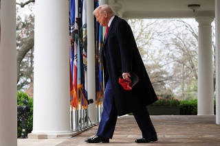 FILE PHOTO: U.S. President Trump delivers remarks on tariffs at the White House