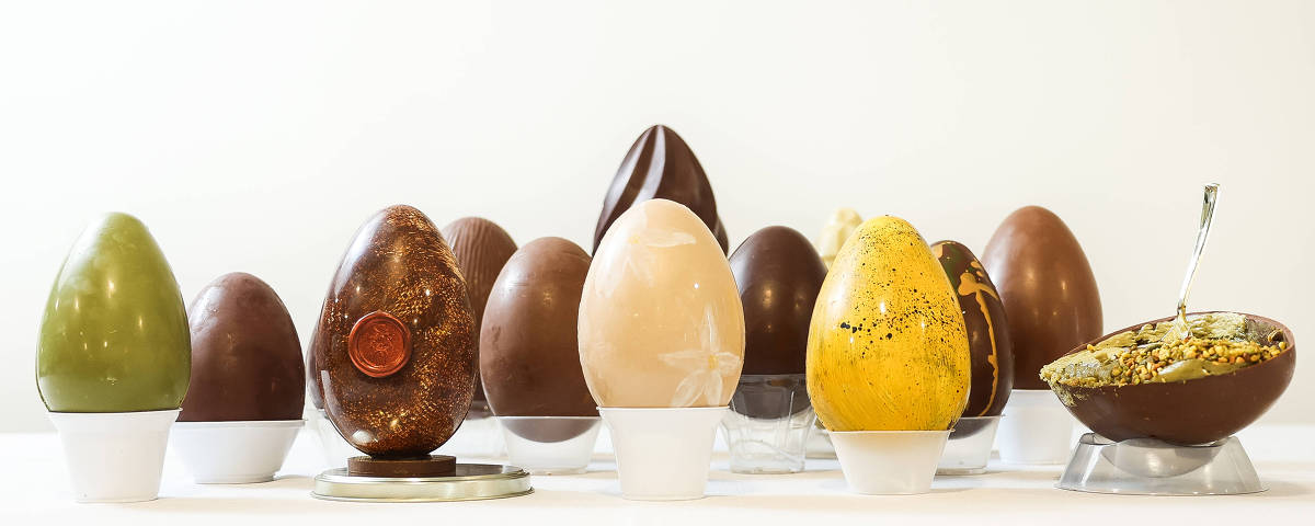 SAO PAULO/ SP, BRASIL, 02/04/2025 : Ovos de Páscoa recheados. Degustação ovos de Páscoa para materia de comida.   (Foto: Zanone Fraissat/Folhapress, COMIDA)***EXCLUSIVO****