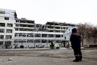 Aftermath of a Russian missile strike, in Kyiv