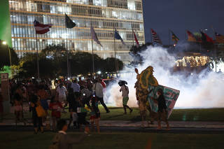 Indigenous people take part in the Terra Livre (Free Land) protest camp, in Brasilia