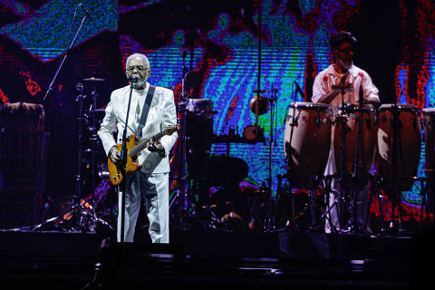 SÃO PAULO, SP, BRASIL - 11.04.2024 - Show de Gilberto Gil na turnê Tempo Rei no Allianz Parque. O evento marca a despedida dos palcos do cantor e compositor (foto: Rubens Cavallari/Folhapress - Ilustrada) *** EXCLUSIVO***