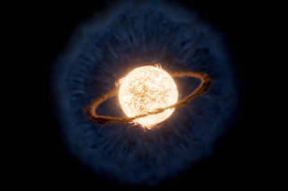 An artist's concept shows a ring of hot gas left after a star consumed a planet