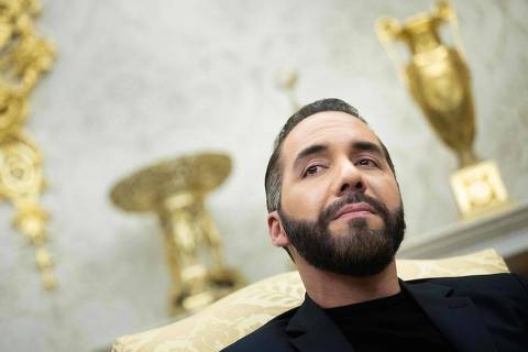 El Salvador's President Nayib Bukele meets with US President Donald Trump (not pictured) during a bilateral meeting in the Oval Office of the WHite House in Washington, DC, APril 14, 2025. Trump on Monday hosted El Salvador's President Nayib Bukele, the self-described 