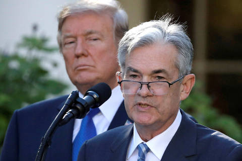 FILE PHOTO: U.S. President Donald Trump looks on as Jerome Powell, his nominee to become chairman of the U.S. Federal Reserve, speaks at the White House in Washington, U.S., November 2, 2017. REUTERS/Carlos Barria/File Photo ORG XMIT: FW1