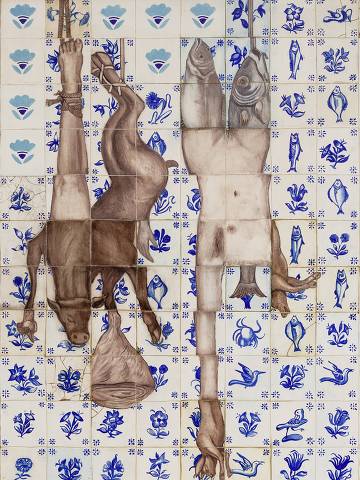 'Azulejaria de Cozinha com Caças Variadas', de Adriana Varejão  