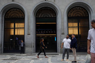 An electronic board displays information on recent fluctuations of market indices at the B3 Stock Exchange in Sao Paulo