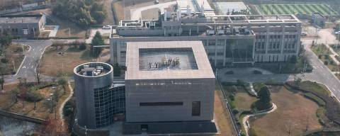 This photo shows a aerial view of the P4 laboratory on the campus of the Wuhan Institute of Virology in Wuhan in China's central Hubei province on December 21, 2024, ahead of the fifth anniversary of China confirming its first death from the Covid-19 coronavirus. (Photo by Hector RETAMAL / AFP)