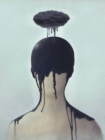 Surreal scene of Sad and depression human concept, alone, lonely. (Credit: Jorm S./Adobe Stock )
