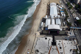 Stage for Lady Gaga's concert on Copacabana beach in Rio de Janeiro.