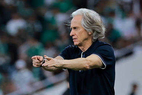 Soccer Football - Asian Champions League - Semi Final - Al Hilal v Al Ahli - King Abdullah Sports City, Jeddah, Saudi Arabia - April 29, 2025 Al Hilal coach Jorge Jesus reacts during the match REUTERS/Stringer