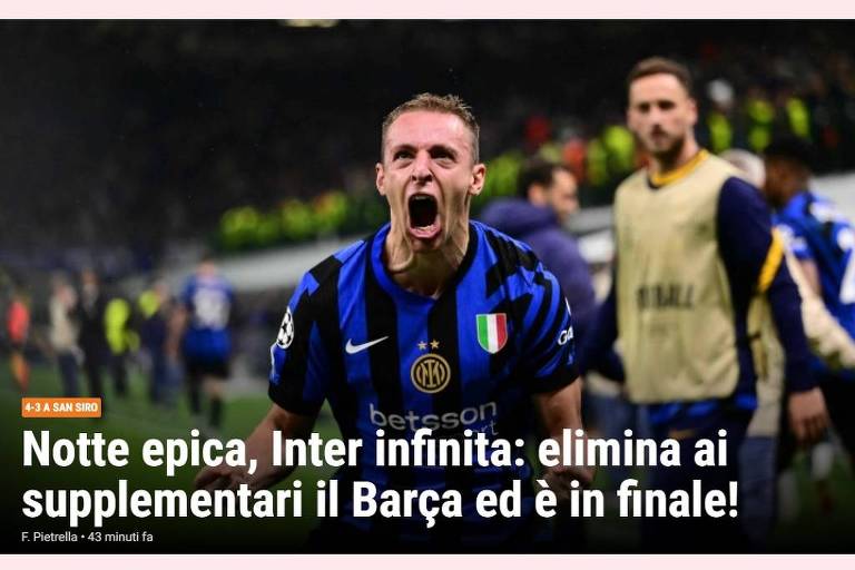 Inter de Milão vive 'noite épica' de 'crueldade infinita' para o Barcelona