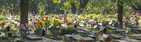 SAO PAULO, SP, BRASIL. 06/07/2015: Túmulos, quadras, flores e lápides no Cemitério Vila Alpina, localizado na Av. Francisco Falconi, 837, São Paulo - SP. (Fotos: Vitor M/Projetor/Folhapress, Revista saopaulo).