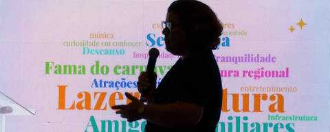 Luciana Chong, diretora do Datafolha, durante apresentação de pesquisa sobre o Carnaval