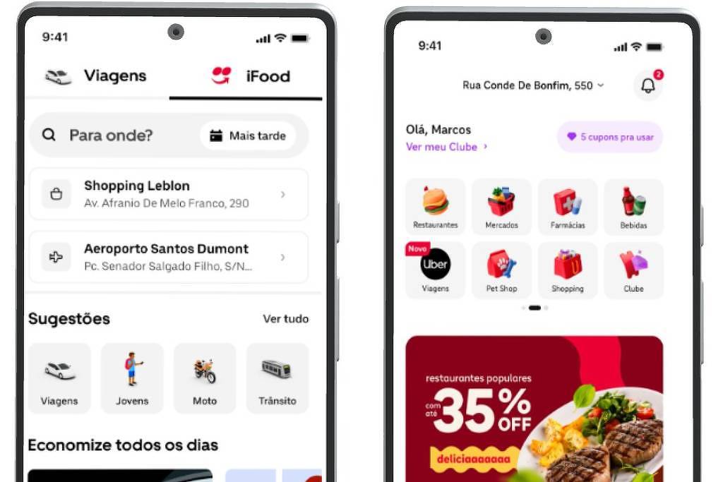 Brasileiros poderão pedir comida no Uber e carro no iFood