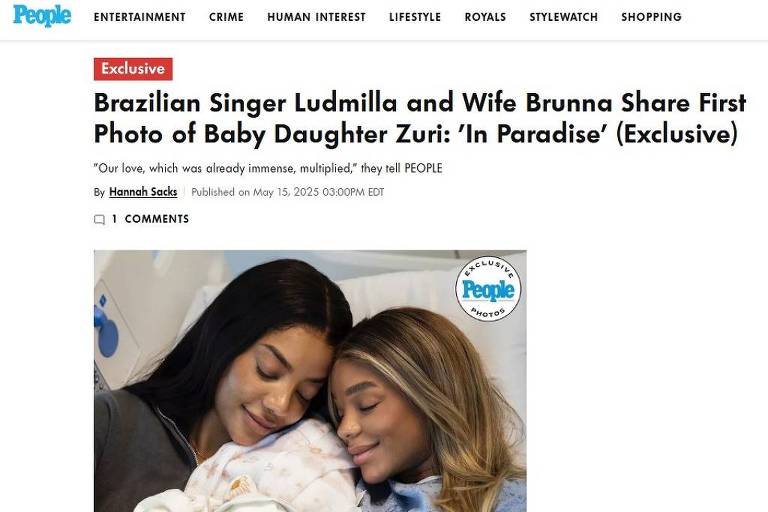 Nascimento da bebê de Ludmilla repercute na imprensa internacional