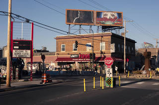 George Floyd Square, the intersection by the spot he was killed five years ago by a police officer?s knee on his neck, in Minneapolis, April 19, 2025. (Joshua Rashaad Mcfadden/The New York Times)