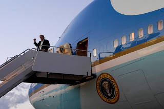 FILE PHOTO: U.S. President Trump disembarks Air Force One at Palm Beach International Airport