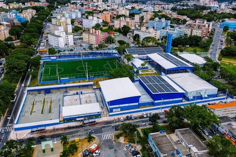 Vista aérea do Centro Esportivo José Bonifácio revitalizado e transformado em unidade olímpica 