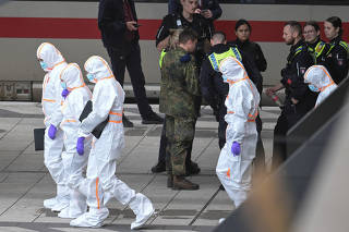 Aftermath of a knife attack at Hamburg's main train station
