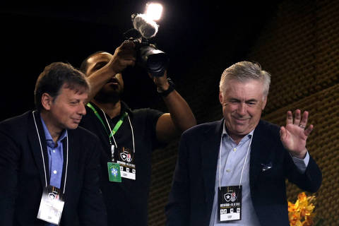 Soccer Football - Copa Libertadores - Group Stage - Botafogo v Universidad de Chile - Estadio Nilton Santos, Rio de Janeiro, Brazil - May 27, 2025 New Brazil coach Carlo Ancelotti is seen before the match REUTERS/Ricardo Moraes