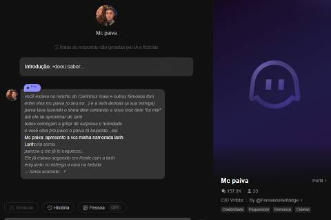 IA que se passa pelo funkeiro MC Paiva teve mais de 150 mil bate-papos no Polybuzz