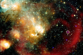 Star residing near the edge of a supernova remnant, that cycles in radio wave intensity every 44 minutes