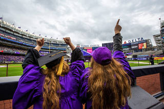 The New York University (NYU) graduation ceremony at Yankee Stadium in New York
