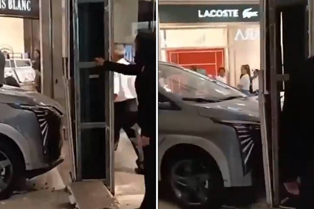 Criança bate carro de luxo em exposição dentro de shopping em SP